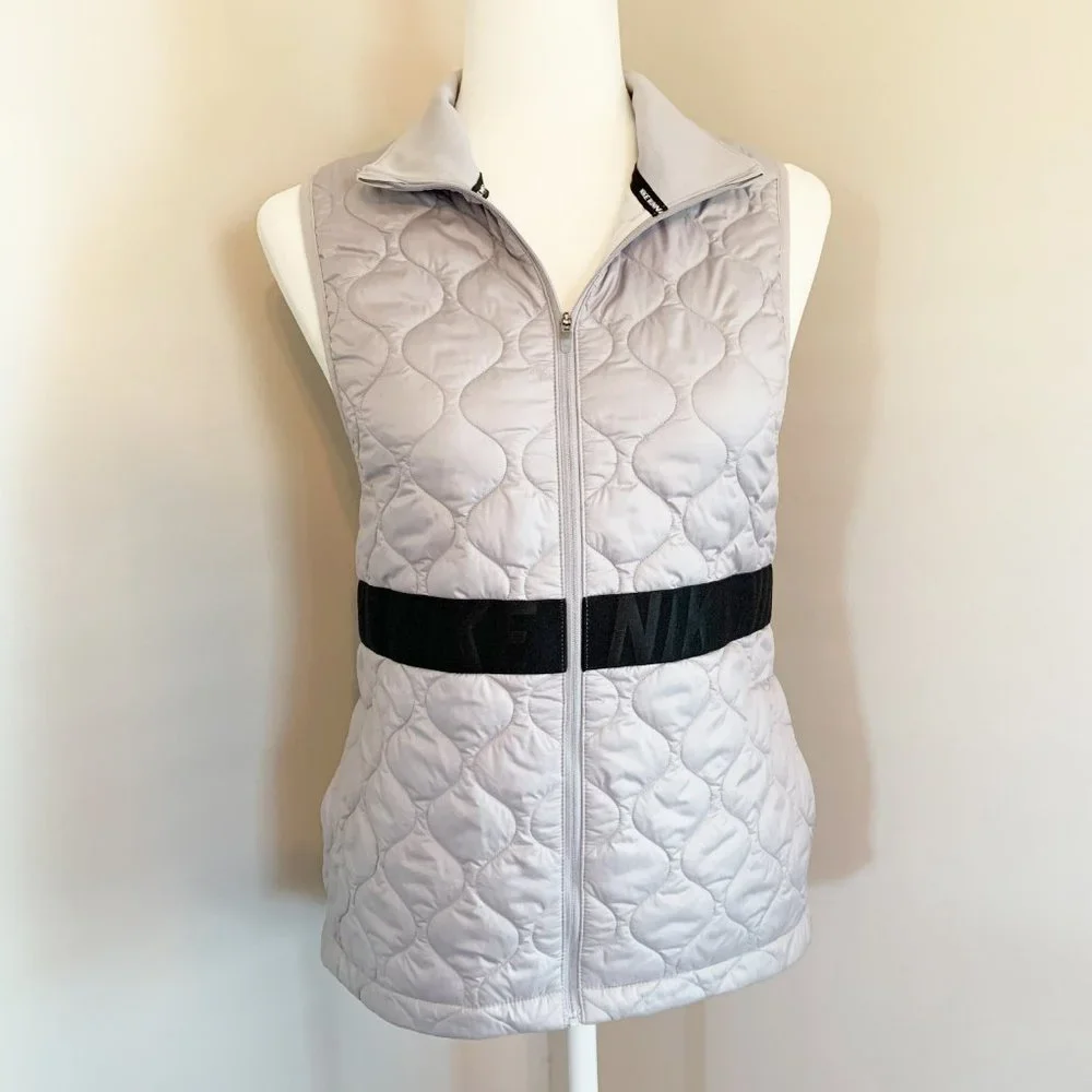 SOLD! Nike Aerolayer Black Gray Running Vest Gilet Quilted Logo - Picture 1 of 12